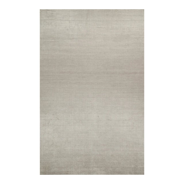 2010s Rug & Kilim’s Plain Modern Rug in Solid Silver-Gray Tone-on-Tone - 12x19 For Sale