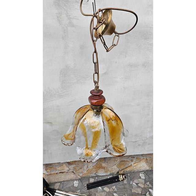 Lamp, chandelier, Murano, 1960s. Dimensions: height 95 cm, diameter 34.5 cm. European Plug (up to 250V).The wiring of this...