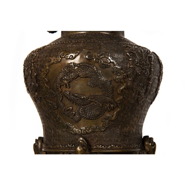 Pair of Antique Japanese Bronze Vasiform Table Lamps For Sale - Image 16 of 18