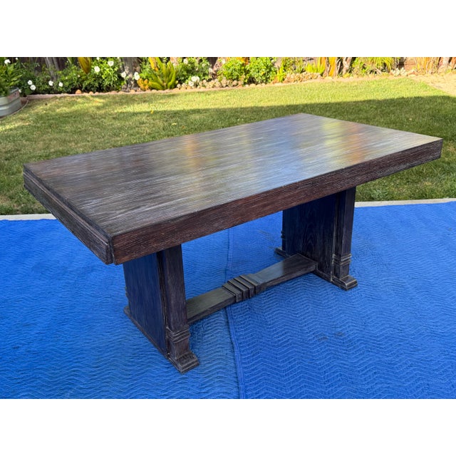 Art Deco 1940’s French Art Deco Cerused Oak Dining Table For Sale - Image 3 of 12