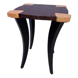 Jeffrey Greene Postmodern Side Table, Mahogany & Curly Maple, 1990 For Sale