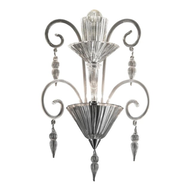 Glass Scenographic Venetian Rigadinwall Sconce in Trasparent Murano Glass by Simoeng for Simoeng For Sale - Image 7 of 7