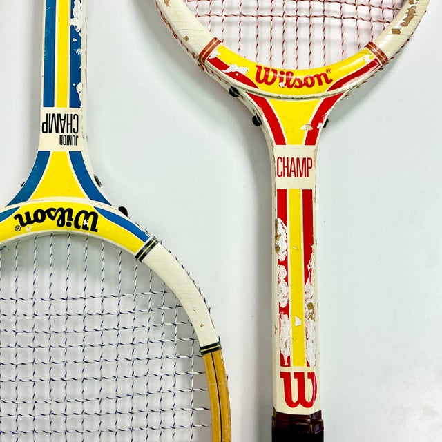 Vintage Americana Boho Chic Wilson Wood Tennis Rackets Decorative Wall Objects - Set of 3 For Sale - Image 13 of 14
