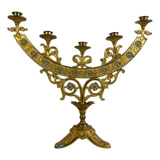 Church Candleholder in Gilt Bronze, 1800s For Sale