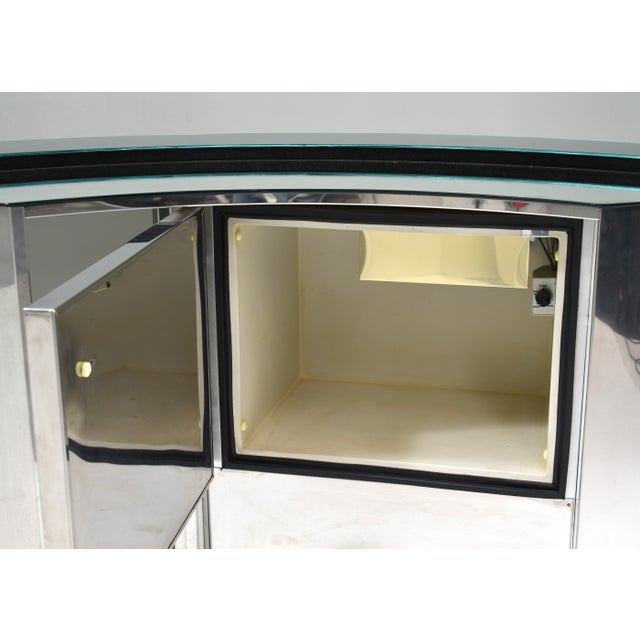 Hollywood Regency Bar in Black Suede, Brass and Chrome, 1970s For Sale - Image 16 of 18