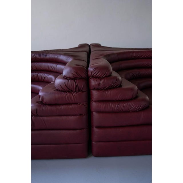 Terrazza Sofa Landscapes in Burgundy Leather by Ubald Klug for de Sede, 1970s, Set of 4 For Sale - Image 15 of 18