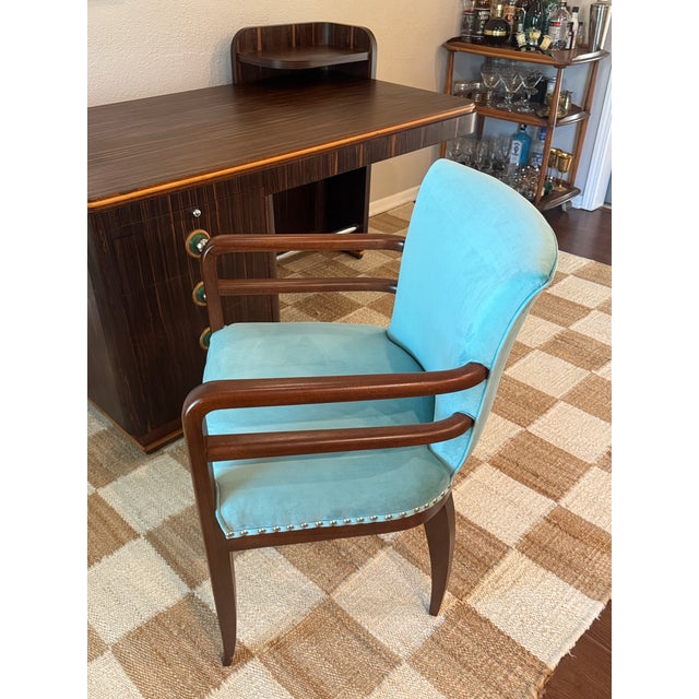 Blue A Rare Art Deco Armchair in Real Blue, Circa 1930s. For Sale - Image 8 of 12