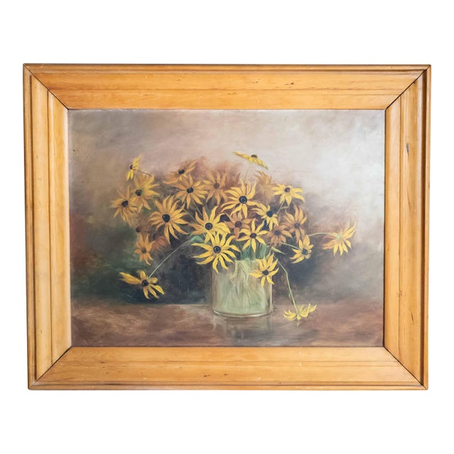 Early 20th Century American Still Life Painting of Black Eyed Susans For Sale
