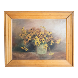 Early 20th Century American Still Life Painting of Black Eyed Susans