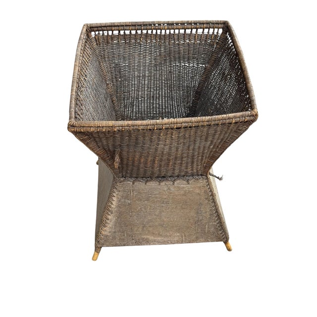 Wood Vintage Ifugao Woven Rattan and Bamboo Potato Carrying Basket From the Philippines For Sale - Image 7 of 11