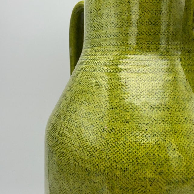 Lime Mid-Century Modernist Italian Green Ceramic Carafe with Cork by Baldelli For Sale - Image 8 of 14