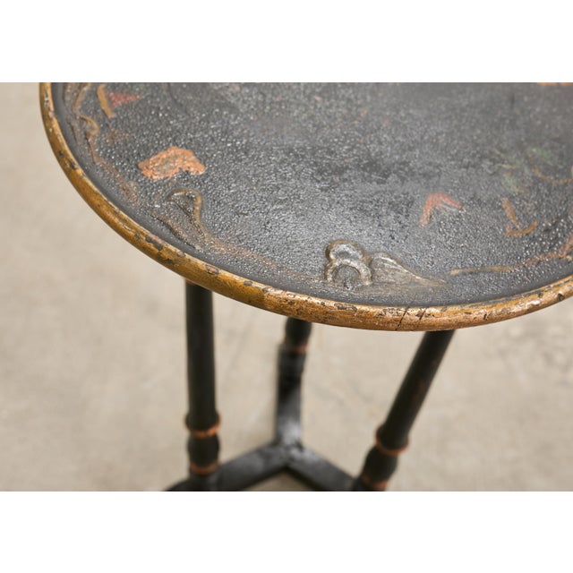20th C. English Chinoiserie Ebonized Gilt Tripod Drinks Table For Sale - Image 14 of 17