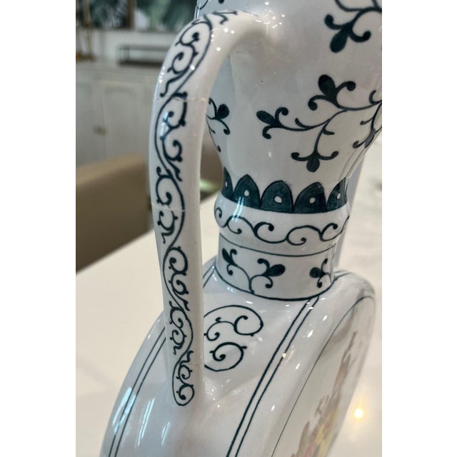 Vintage Pair of Floral Chinese Porcelain Moon Flasks (Urns, Vases) For Sale - Image 13 of 15