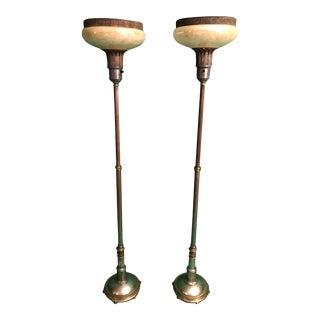 Adjustable Art Deco Funerary Torchieres - A Pair For Sale