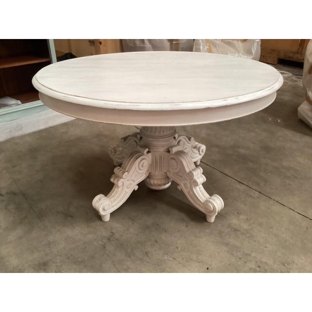 Wood French Antique Painted Guéridon Table W/ Pedestal Base For Sale - Image 7 of 8