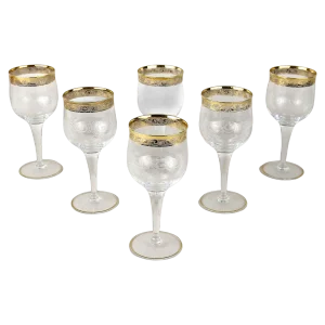 Vintage Murano Wine Glasses with Gold Rim, 1940, Set of 6