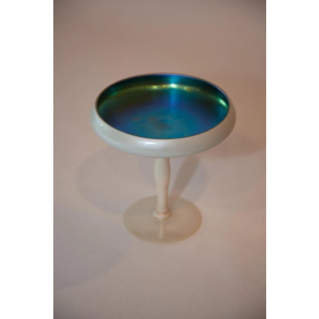 Glass 1930s Steuben Blue Aurene Calcite Compote For Sale - Image 7 of 7