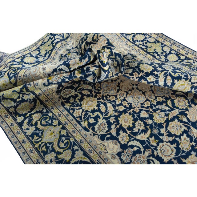 Kashan Oriental Rug in Blue & Cream For Sale - Image 11 of 13
