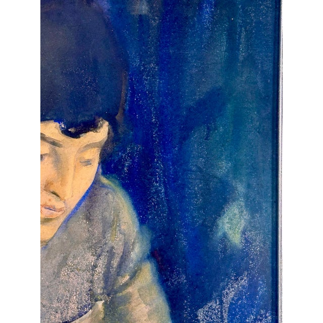 Blue American Ashcan School Watercolor Painting Circa 1920 by Louise Buckingham Mansfield. For Sale - Image 8 of 11