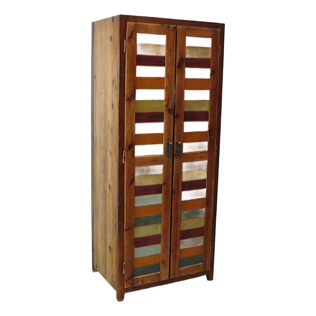 Antique Locker Cabinet with 2 Doors in Wood, 1890s For Sale