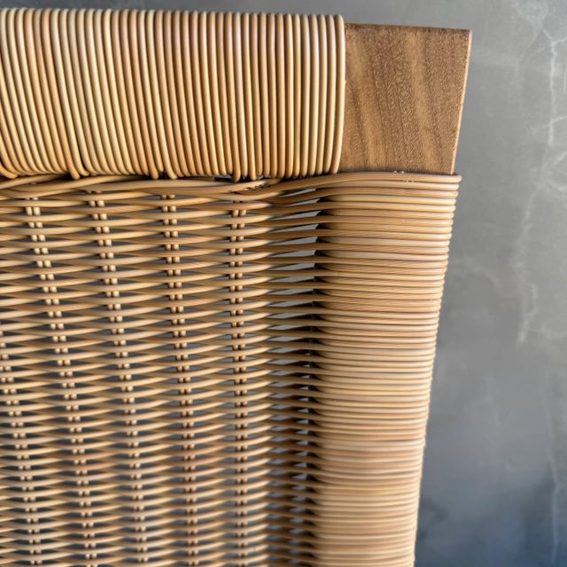 Mid-Century Modern Indoor Outdoor Woven Rope Teak Wood Lounge Chair With Cushion For Sale - Image 3 of 13