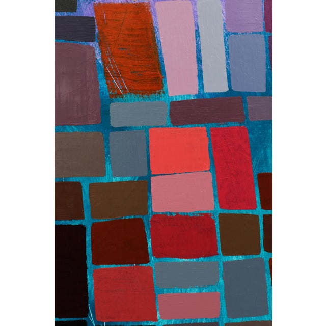 "Squares / Turquoise Purple Orange" Large Abstract Oil Painting by Simon Findlay For Sale - Image 14 of 17