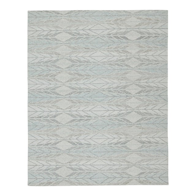 Rug & Kilim’s Scandinavian Outdoor Rug in Blue & Gray Geometric Pattern - 12'x15' For Sale