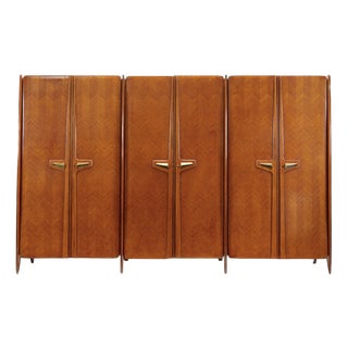 Mid-Century Modern Italian Triple Wardrobe from La Permanente Mobili Cantù, 1950s For Sale