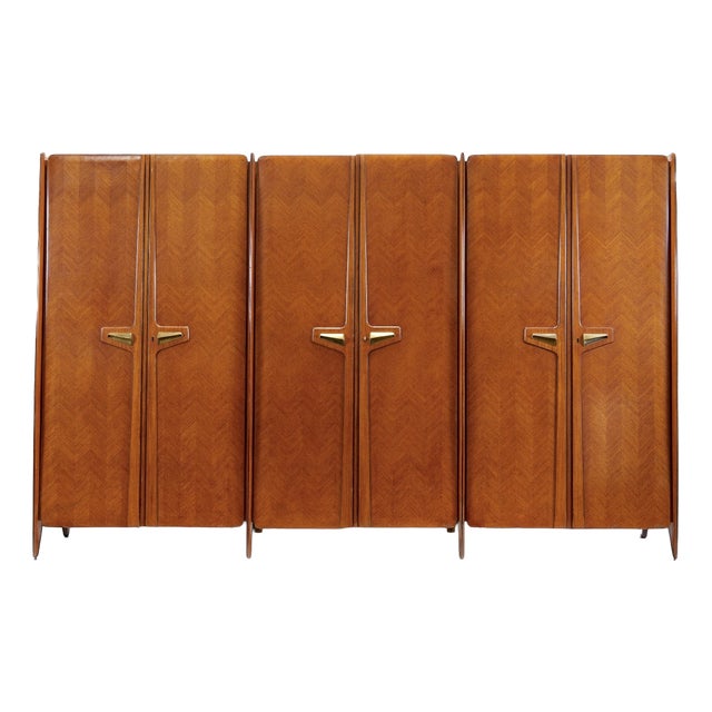Mid-Century Modern Italian Triple Wardrobe from La Permanente Mobili Cantù, 1950s For Sale