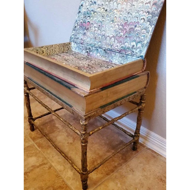 Late 20th Century Spanish Signed Faux Stacked Book Bronze Dore Side Table by Horacio Acu�a For Sale - Image 5 of 11