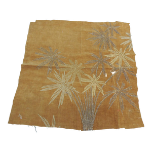 Antique Japanese Gold and Camel Embroidered on Velvet Textile Fragment