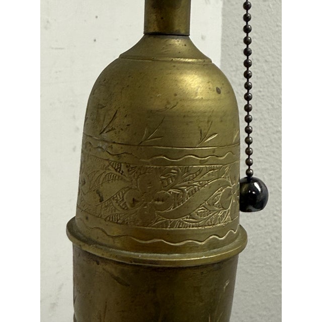 Vintage Etched Brass Table Lamp For Sale In San Francisco - Image 6 of 12