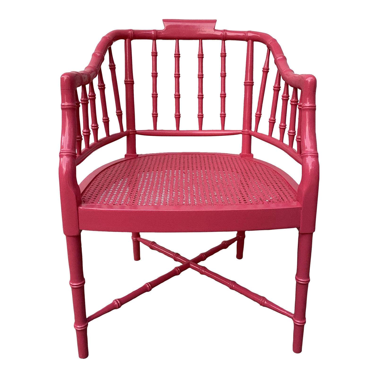 Pink Lacquered Faux Bamboo Club Chair Chairish