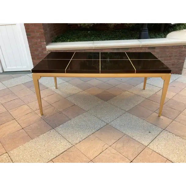 Wood Parzinger Mid-Century Modern Laquered Mahogany & Maple Dining Table For Sale - Image 7 of 12
