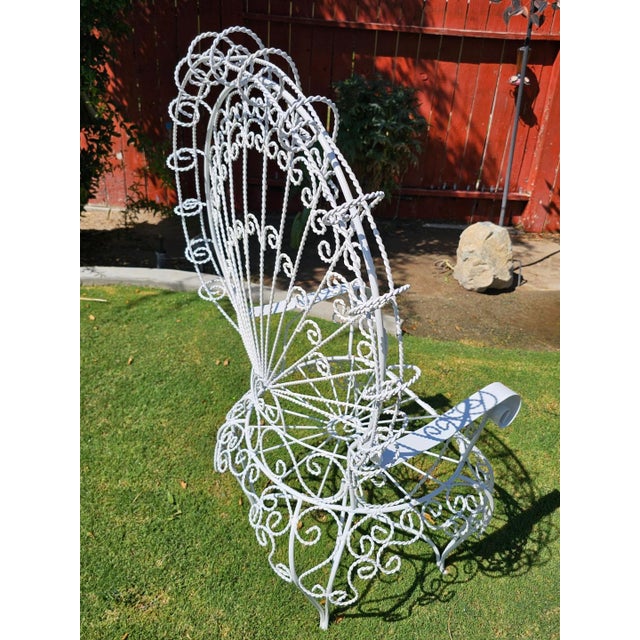 Vintage White Wrought Iron Peacock Armchairs-Set of Two For Sale - Image 15 of 18
