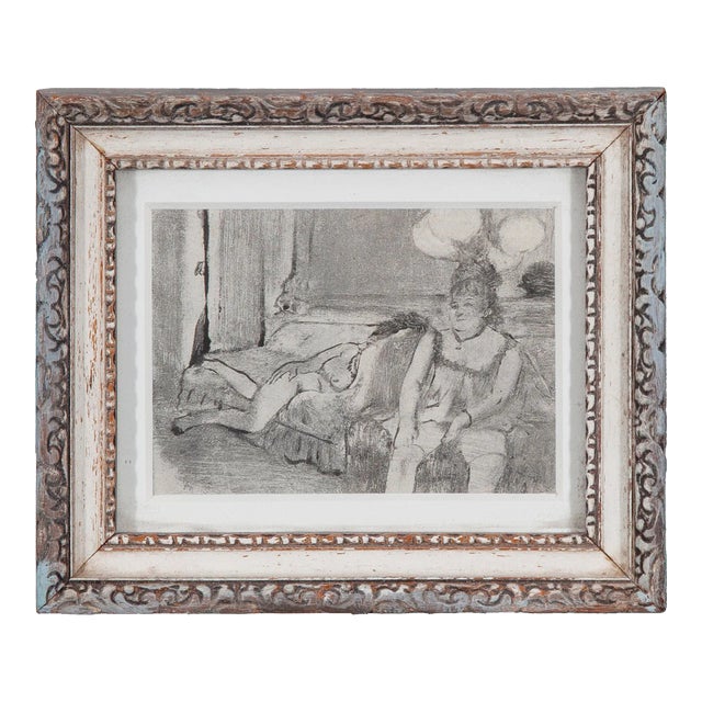 Matted & Framed Degas Print in Small Vintage Frame For Sale