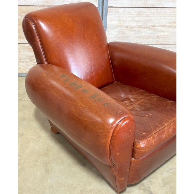 Oversized French Modern Leather Club Chair, France, Circa 1960s For Sale - Image 14 of 18