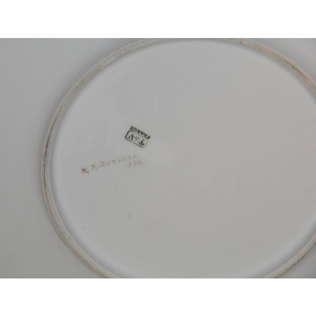 Metal Limoges T & V French Plates With Seashell Paintings by m.h. Dismukes in 1898 For Sale - Image 7 of 8