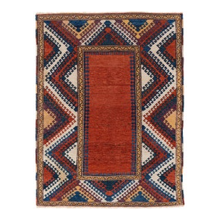 Antique Circa 1900 Red Caucasian Kazak Hand Knotted Rug 5ft 5in X 6ft 9in For Sale