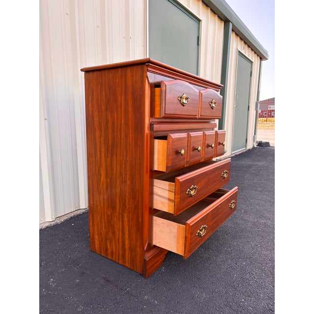 American Florida Furniture Pecan 4-Drawer Tall Chest of Drawers For Sale - Image 3 of 12