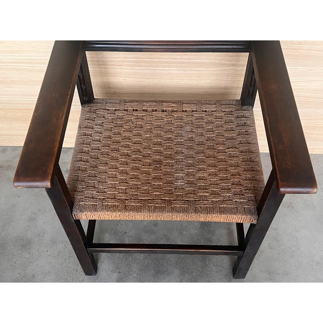 20th Century Pair of Catalan Throne Armchairs in Walnut and Caned Seats For Sale - Image 14 of 18