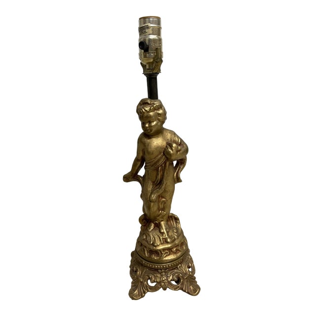 Antique French Louis XV Rococo Gold Cherub Lamp For Sale