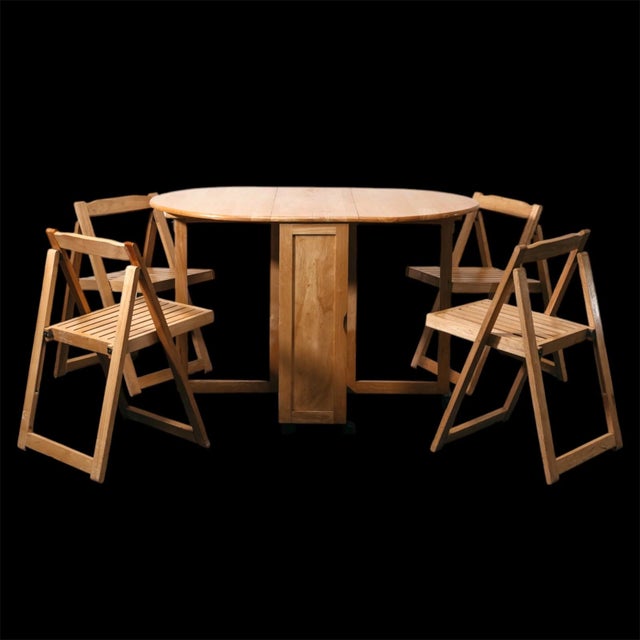Vintage Drop-Leaf Opening Table and Folding Chairs, 1980s, Set of 5 For Sale - Image 14 of 14