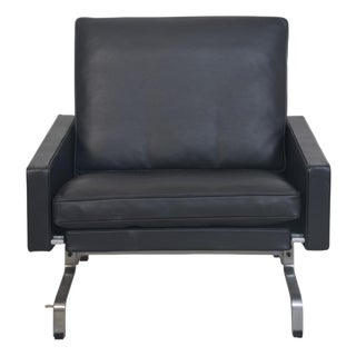 PK31/1 Chair in Black Aniline Leather by Poul Kjærholm, 1970s For Sale