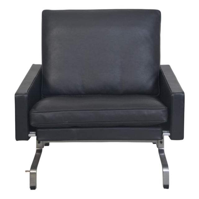 PK31/1 Chair in Black Aniline Leather by Poul Kjærholm, 1970s For Sale