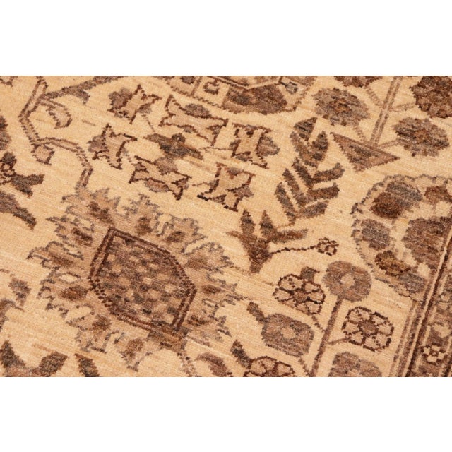Bohemien Ziegler Tan Beige Hand-Knotted Wool Rug - 6'2'' X 8'10'' For Sale In New York - Image 6 of 8