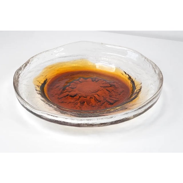 Vintage Brutalist Art Glass Bowl by Pentti Santalahti for Humppila Finland, 1970s, in Flawless conditions. Designed 1970...