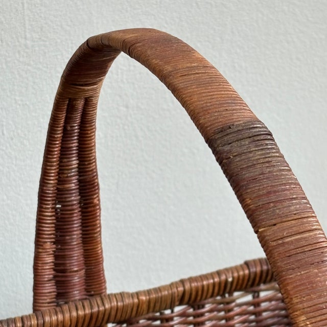 Farmhouse Small Vintage Decorative Trug With Arched Handle For Sale - Image 3 of 11