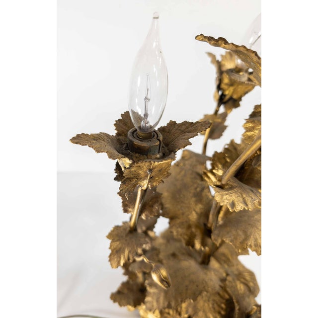 Metal 19th Century Electrified Floral Poppy Flower Bronze Candelabra Table Lamp For Sale - Image 7 of 18