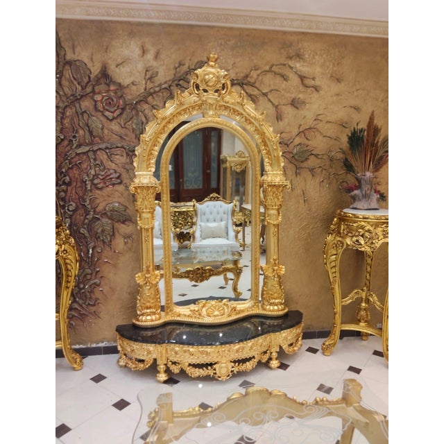 Vintage Baroque Style Console Mirror 82'' H For Sale In Orlando - Image 6 of 8